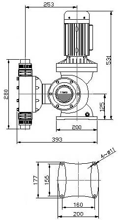 GB系列式计量隔膜泵安装尺寸
